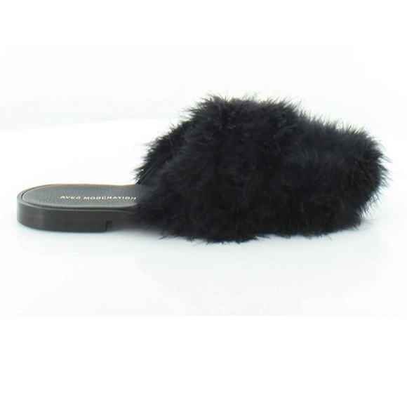 NIB! Avec Moderation Black Miami Marabou Mules - Picture 3 of 12